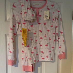 Girls' Flamingo Print Pajama Set - Pink & White